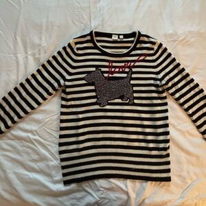 GAP Black and White Striped Sweater with Dog Design